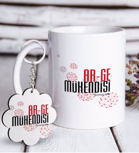 BK Gift Kişiye Özel Mesleki Ar-Ge Mühendisi Beyaz Kupa ve Anahtarlık Hediye Seti-1 (Model 1)