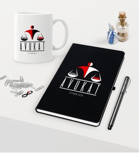BK Gift Kişiye Özel Avukat Temalı Siyah Defter Kalem Kupa Seti - 4 (Model 1)