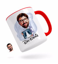 BK Gift Kişiye Özel Erkek Radyolojist Karikatürlü Kırmızı Kupa Bardak-1