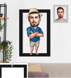 Kişiye Özel Erkek Karikatürlü 3D Ahşap Tablo 30x47 Model-9