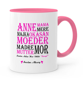 BK Gift Kişiye Özel Senin Adın Her Dilde Sevgi Pembe Kupa Bardak  1