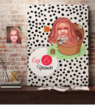 BK Gift Kişiye Özel Kız Çocuk Yaş Karikatürlü Kanvas Tablo 50x70cm-10