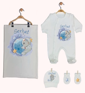 Pia Baby Gl 1939-03 İsme Özel Battaniyeli Tulum Set