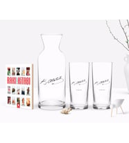 BK Gift Kişiye Özel Renkli Baskılı Atatürk Temalı İkili Rakı Bardağı Karaf ve Cep Kitabı Hediye Seti-29 (Model 1)