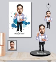 Kişiye Özel Erkek Karikatürlü 3 lü Hediye Seti  Bay-13