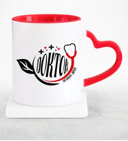 BK Gift Kişiye Özel Mesleki Doktor Kırmızı Kalpli Kupa Bardak  10