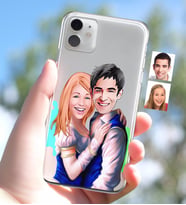 BK Gift Kişiye Özel Sevgililer Karikatürlü iPhone 11 İnce Şeffaf Silikon Telefon Kapağı-40 (Beyaz)