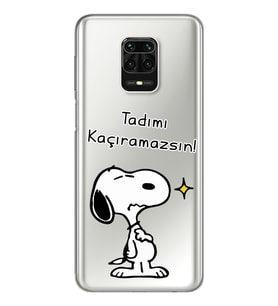 Snoopy Tasarımlı Süper Şeffaf Silikon Telefon Kılıfı Xiomai Redmi Note 9 Pro - N