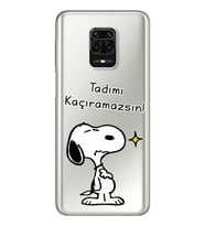 Snoopy Tasarımlı Süper Şeffaf Silikon Telefon Kılıfı Xiomai Redmi Note 9 Pro - N