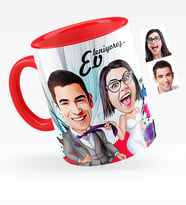 BK Gift Kişiye Özel Evleniyoruz Karikatürlü Kırmızı Kupa Bardak  6