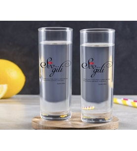 BK Gift Kişiye Özel Renkli Baskılı Mânâ Sevgili Tasarımlı İkili Vodka Bardağı-1 (Beyaz)