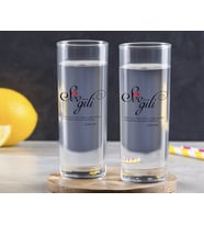 BK Gift Kişiye Özel Renkli Baskılı Mânâ Sevgili Tasarımlı İkili Vodka Bardağı-1 (Beyaz)