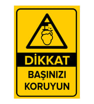 MIGNATIS - Dikkat Başınızı Koruyun Levhası - Sac Malzeme 50x70cm