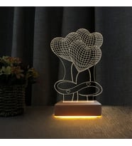 3 Kalpli Led Gece Lambası Sevgiliye Hediye Masa Lambası (Sarı)