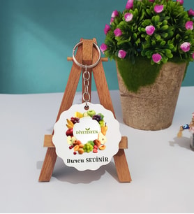 Diyetisyen Tasarımlı Kişiye Özel Hediye Diyetisyen Ahşap Anahtarlık