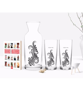 BK Gift Kişiye Özel Renkli Baskılı İsimli İkili Rakı Bardağı Karaf ve Cep Kitabı Hediye Seti-120 (Model 1)