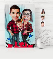 BK Gift Kişiye Özel Aile Karikatür Kanvas Tablo 30x50cm  2