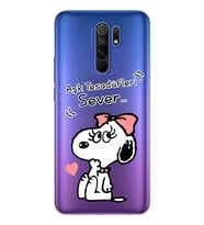 Snoopy Tasarımlı Süper Şeffaf Silikon Telefon Kılıfı Xiomai Redmi 9