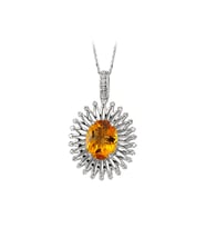 Sirius Oval Sitrin Taşlı Pırlanta Kolye 0704P0055