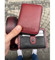 Carlino Erkek Bordo Fermuarlı Dik Cüzdan Kemer Kartlık Set