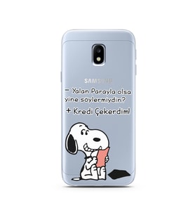Snoopy Tasarımlı Süper Şeffaf Silikon Telefon Kılıfı Samsung J3 Pro