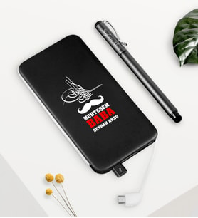 BK Gift Kişiye Özel Muhteşem Baba Siyah 5000 mAh Powerbank ve Kalem Seti (Model 1)