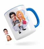 BK Gift Kişiye Özel Evleniyoruz Karikatürlü Mavi Kupa Bardak-7