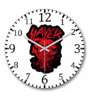 Slayer Bloody Skull  Duvar Saati Bombeli Gercek Cam