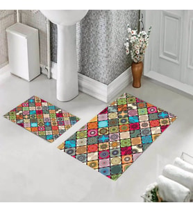 Banyo Halısı Ikili Klozet Takımı Kaymaz Tabanlı (60 xm x 100 cm + 40 cm x 60 cm) 
