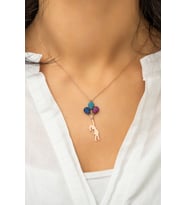 Balonlu Kız Kolye. Renkli Nano Taşlı Rose Altın Kaplama 925 Ayar Gümüş Kolye.
