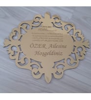 Kişiye Özel Pleksi Ayetel-Kursi' li Süssüz Kapı Süsü (Altın)