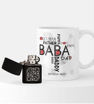 BK Gift Kişiye Özel Babalar Günü Tasarımlı Çakmak ve Kupa Seti-1 (Model 1)
