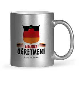 BK Gift Kişiye Özel Almanca Öğretmeni Gümüş Yaldızlı Kupa Bardak