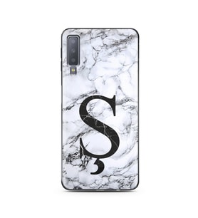 Samsung A7 (2018) Beyaz Mermer Harf Tasarımlı Telefon Kılıfı Ş-Harfi 