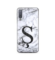 Samsung A7 (2018) Beyaz Mermer Harf Tasarımlı Telefon Kılıfı Ş-Harfi 
