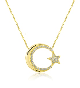 Papatya Silver 925 Ayar Ayyıldız Figürlü Gümüş Kolye