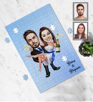 Kişiye Özel Gelin Damat Karikatürlü A4 99 Parça Puzzle Mod-5