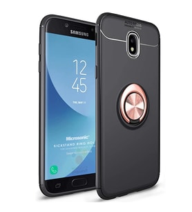 Microsonic Samsung Galaxy J7 Pro Kılıf Kickstand Ring Holder Siyah Rose