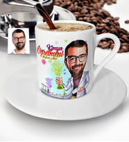 BK Gift Kişiye Özel Bay Kimya Öğretmeni Karikatürlü Türk Kahvesi Fincanı - 2