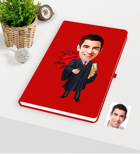 BK Gift Kişiye Özel Bay Avukat Karikatürlü Kırmızı Defter - 1