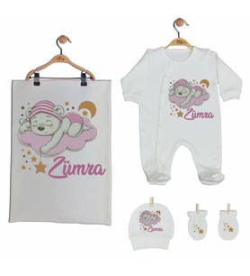 Pia Baby GL 2003 İsme Özel Ayıcıklı Battaniye Tulum Set