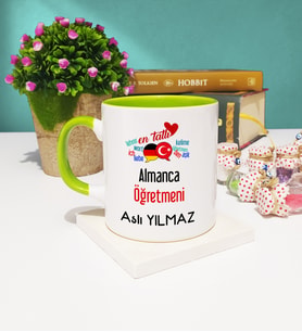 Mesajlı Almanca Öğretmeni Kupa Bardak Yeşil