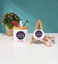 Love Yourself Tasarımlı Kişiye Özel Hediye Kalemlik ve Anahtarlık Seti