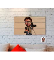 BK Gift Kişiye Özel Erkek Profesyonel Fotoğrafçı Karikatürlü Otantik Ahşap Palet Tablo-1