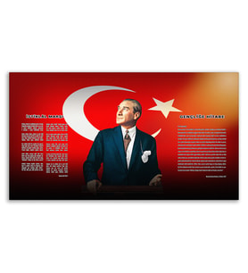 ''Güner Ofis'' Atatürk Tablosu Deri Üzerine Kanvas Tablo 80x130