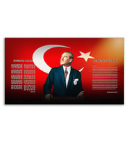 ''Güner Ofis'' Atatürk Tablosu Deri Üzerine Kanvas Tablo 80x130