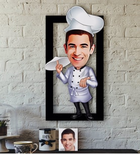 BK Gift Kişiye Özel Bay Chef Karikatürlü 3D Ahşap Tablo-4