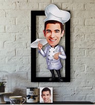 BK Gift Kişiye Özel Bay Chef Karikatürlü 3D Ahşap Tablo-4
