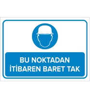 MIGNATIS - Bu Noktadan İtibaren Baret Tak Levhası - Sac Malzeme 50x70cm