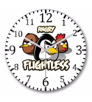 Angry Flightless Duvar Saati Bombeli Gercek Cam